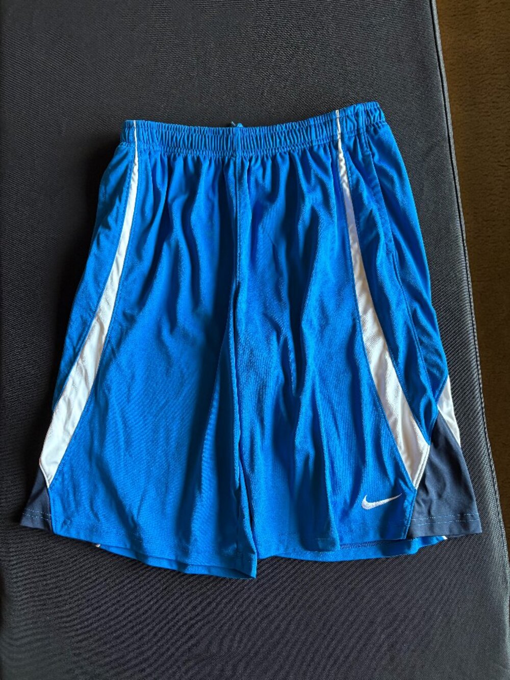 Nike Blue and White Dry Fit Shorts Large Teen